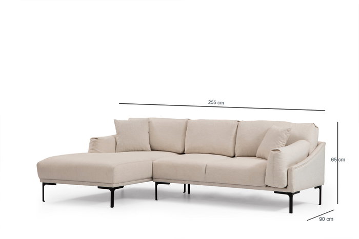 Atelier Del Sofa Sofá Esquinero Leo Izquierdo Crema 255x150 cm